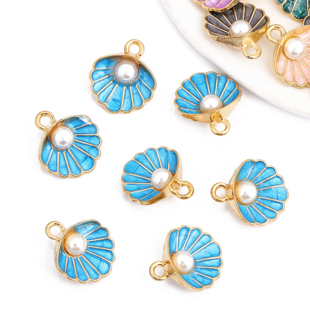 10 шт. подвески из эмалированного сплава с искусственным жемчугом