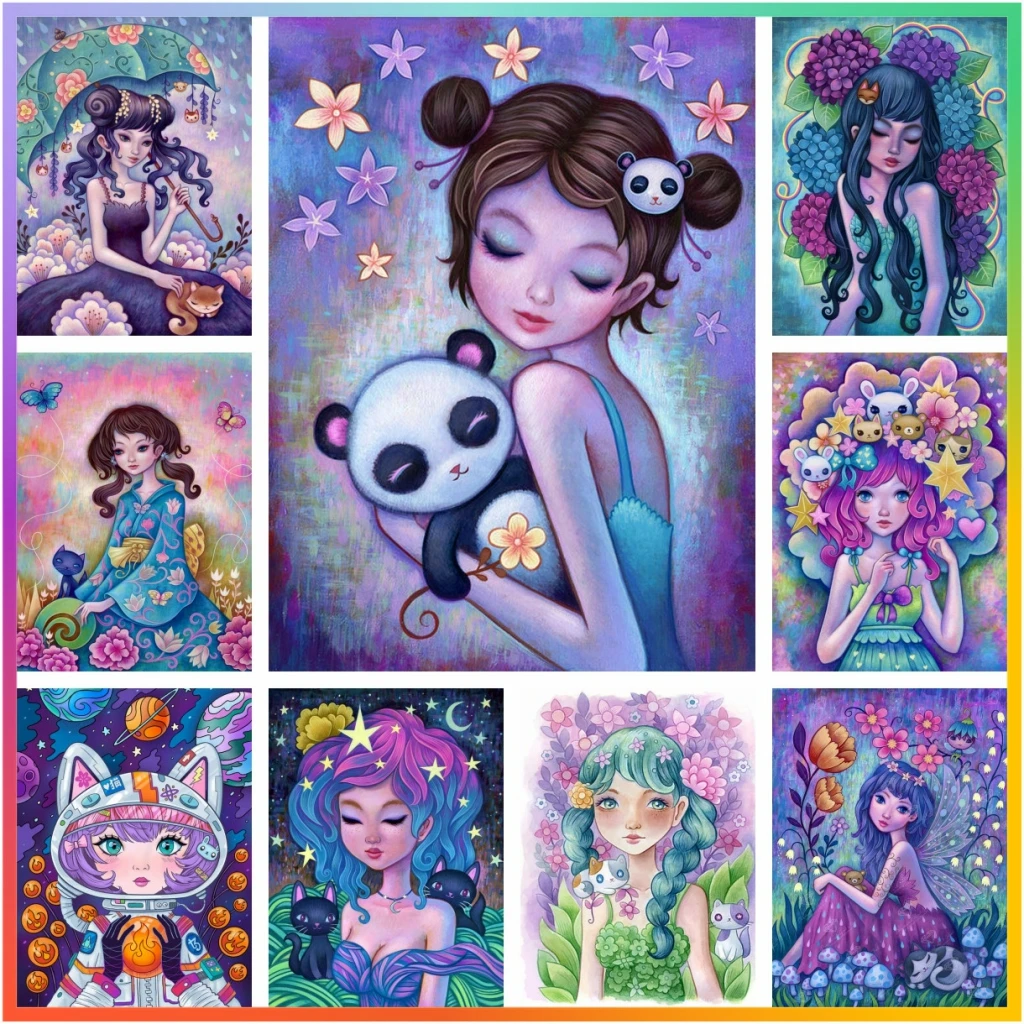 Красочная девушка Фэнтези элемент алмазная живопись Крест стич мозаика вышивка