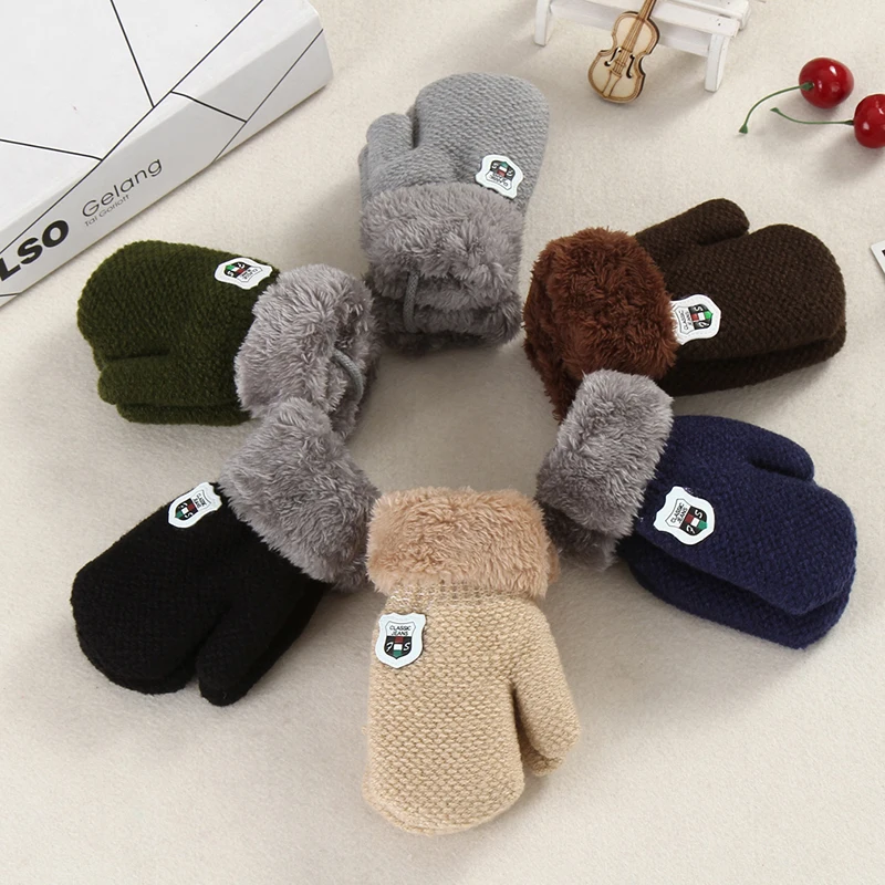 

Baby New Cute Gloves Winter Knit Wool Newborn Mittens Acrylic Thick Children Kids Keep Finger Warm 0-4 Years Old