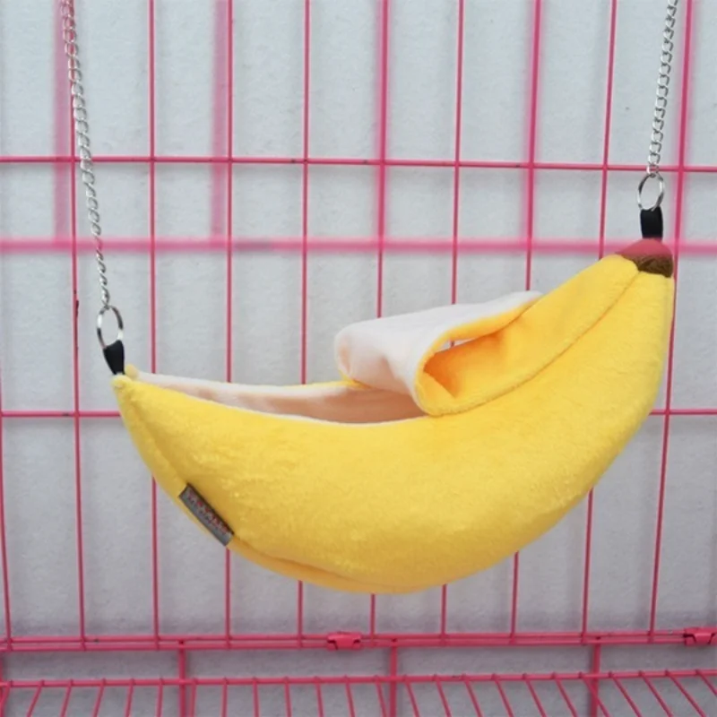 Small Pet Banana Hammock 2 Colors Hamster Cage Guinea Pig House Nest Hamster Winter Warm House Small Animal Hammock Accessories