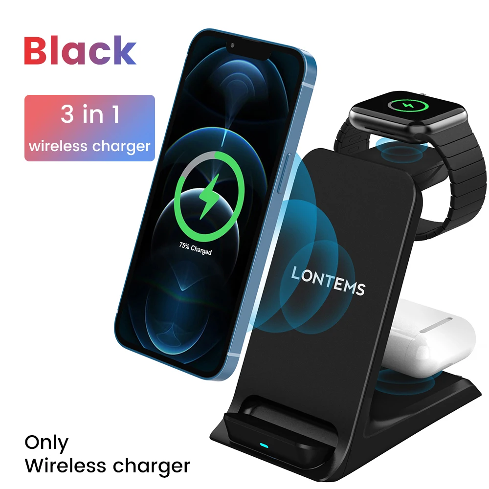 

Беспроводное зарядное устройство 3 в 1, подставка для IPhone 13 12 11 XR 8 Apple Watch Qi, док-станция для быстрой зарядки для Airpods Pro IWatch 7 6