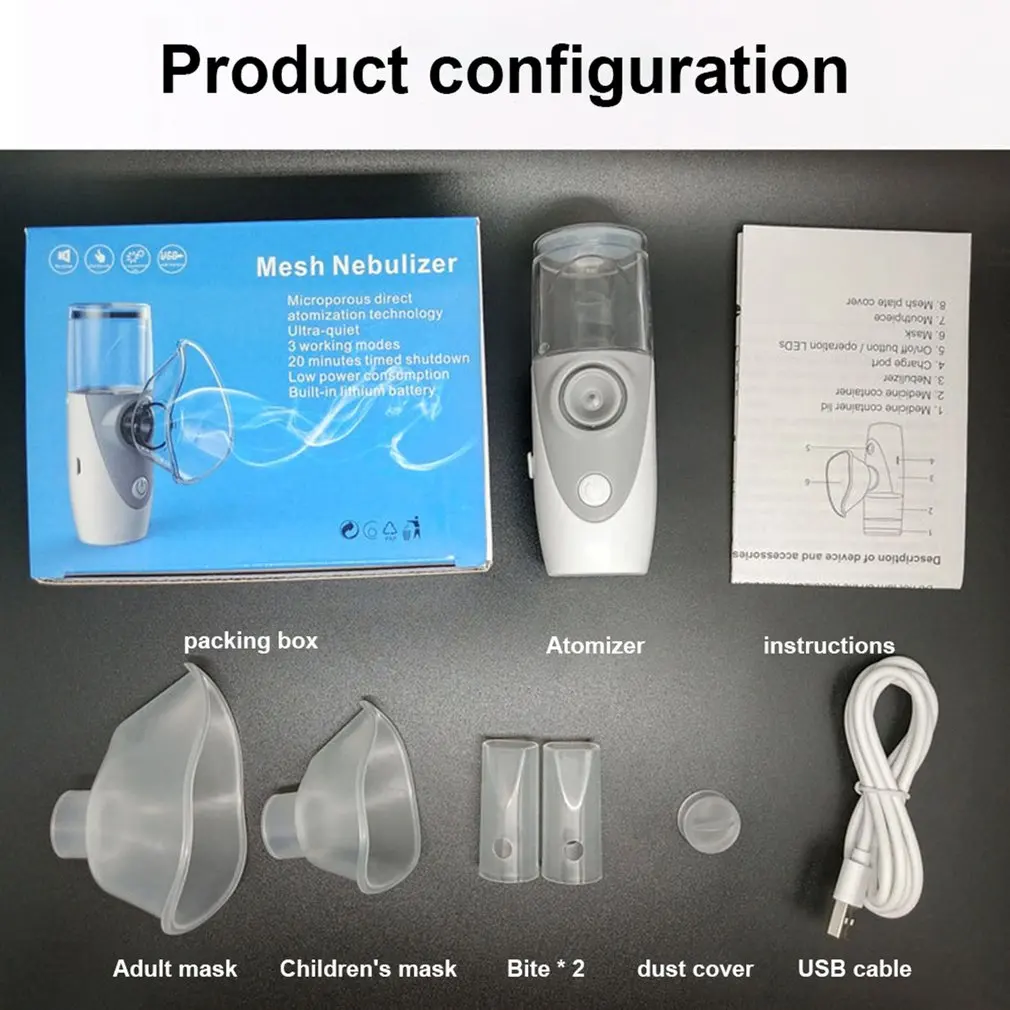 

Atomizer Portable Mute Asthma Inhaler Handheld Ultrasonic Atomizer Type C Rechargeable Mini Medical Nebulizer For Health N2