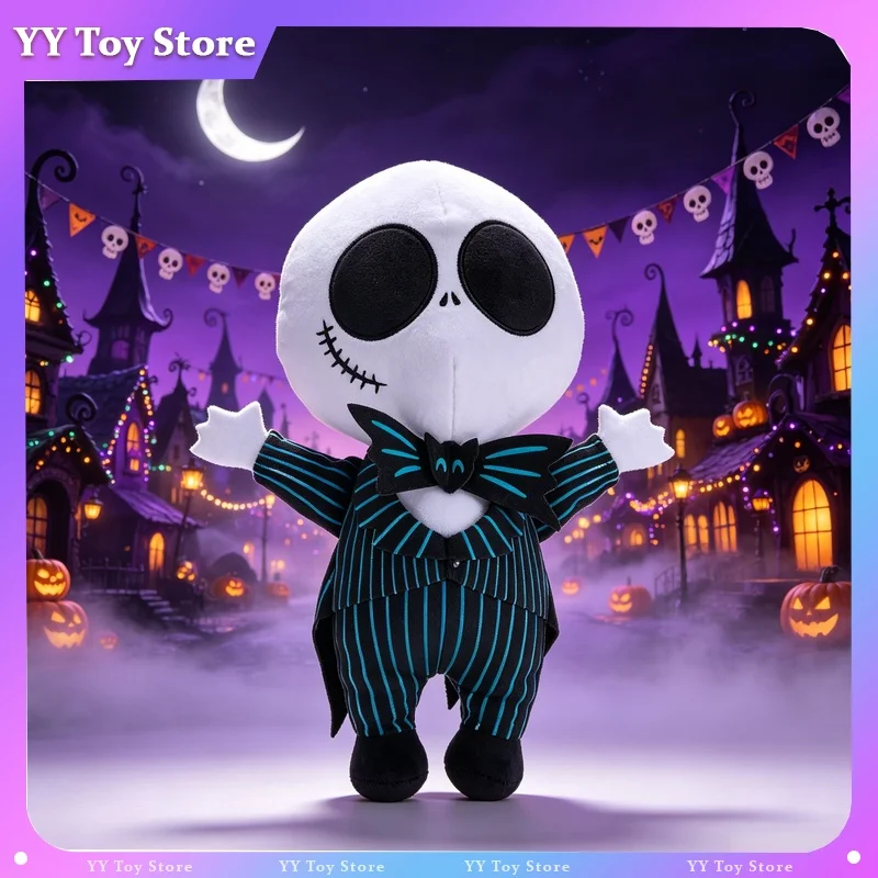 Фото Новая плюшевая игрушка Джек Скеллингтон из фильма «Кошмар перед Рождеством», мягкая коллекционная кукла, украшение, подарок на Хэллоуин и Рождество №1
