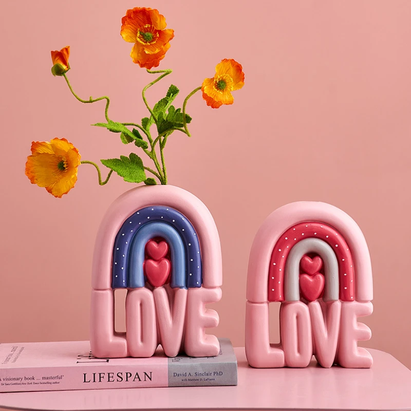 

Creative Letter Vase Living Room TV Cabinet Bedroom Desktop Flower Arrangement Wedding Room Decoration Wedding Gift Vase Decor