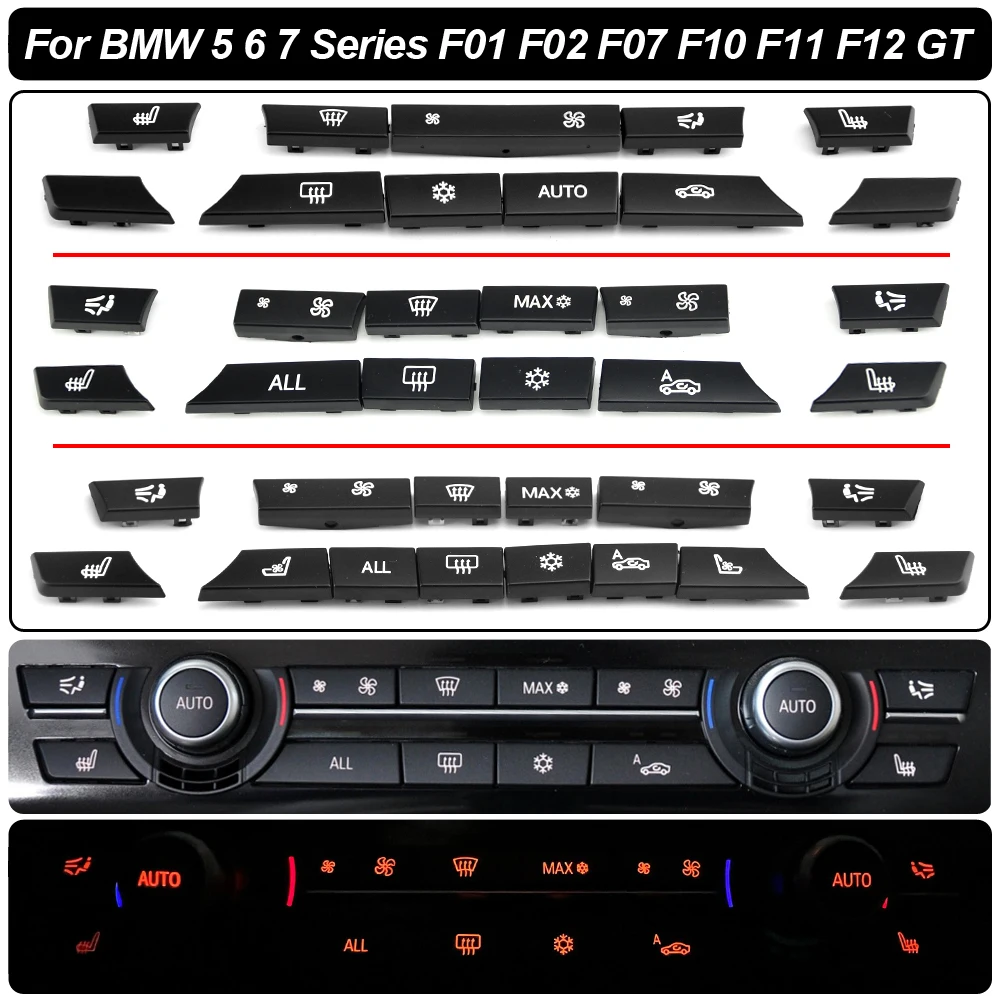 

A/C Кнопка нагревателя 11/12/14 шт., колпачки для ключей, комплект для ремонта, крышка переключателя для BMW 5/6/7 серии F01 F02 F06 F07 F10 F11 F12 F13 GT