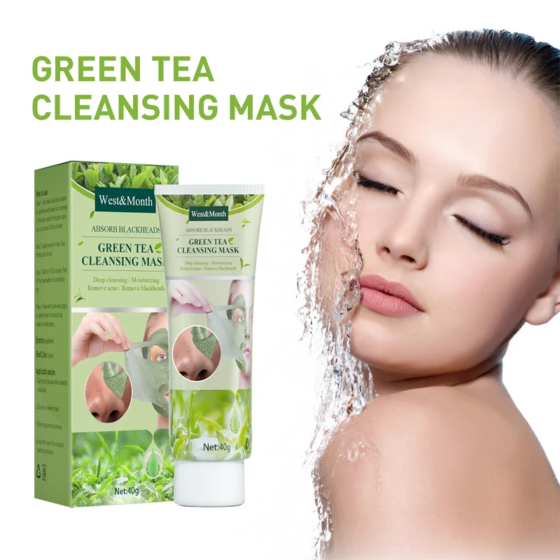 

Green Tea Remove Blackheads Cleansing Face Mask Removal Acne Peel Oil Control Shrink Pores Moisturizing Nourishing Skin Care 40g