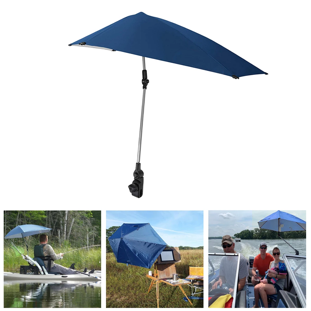 

UPF 50+ Adjustable Clamp-on Umbrella Sunshade Protection] Parasol Shelter Canopy for Chair Golf Hiking