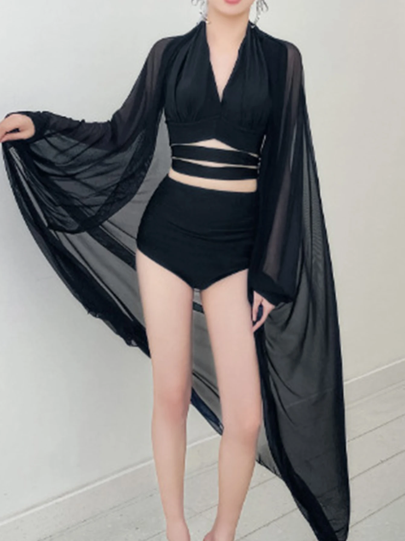 

New Sexy 3Pcs Bikinis Set Swimwear Women 2023 Halter High Waist Bikini Strappy Biquini Bathing Suit Mujer Beach Wear Female