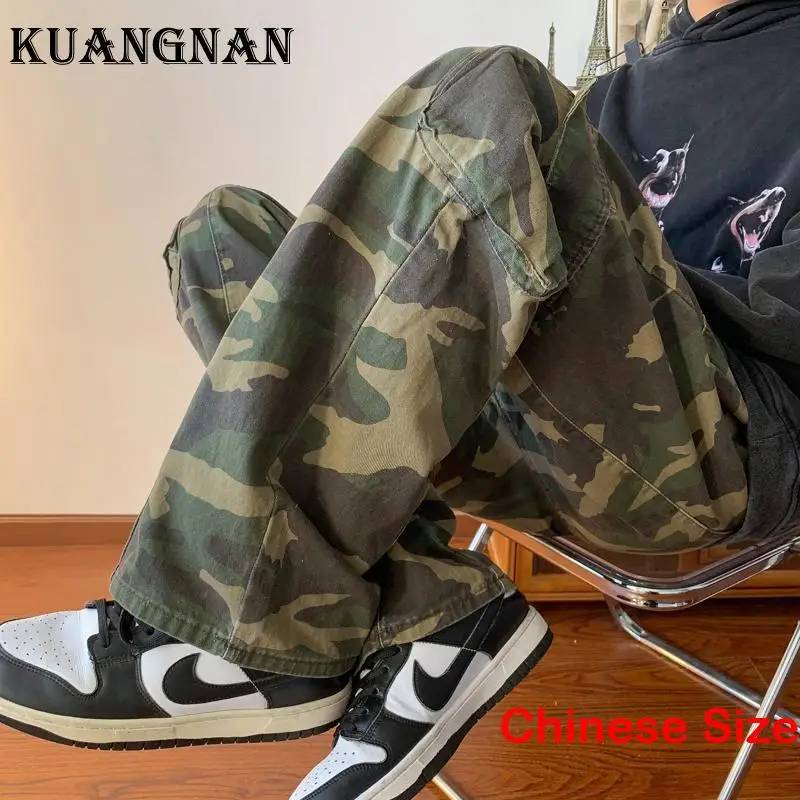

KUANGNAN Camouflage Baggy Cargo Pants Men Free Shipping Military Clothing Overpants Mens Trousers Working for a Man 3XL 2023