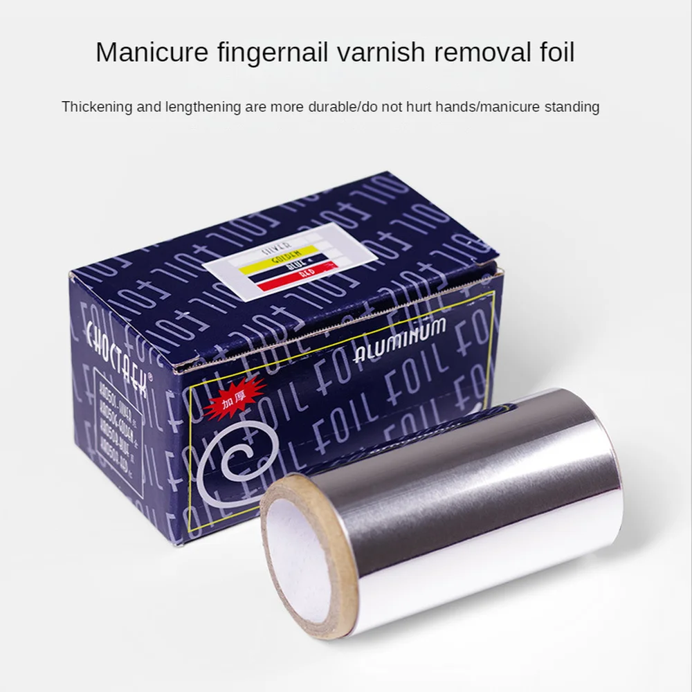 

Nail Removal Tin Foil Phototherapy Nails Auxiliary Aluminum Foil 1 Roll with Box Manicure Wrap Nail Gel Polish Remover Supplies