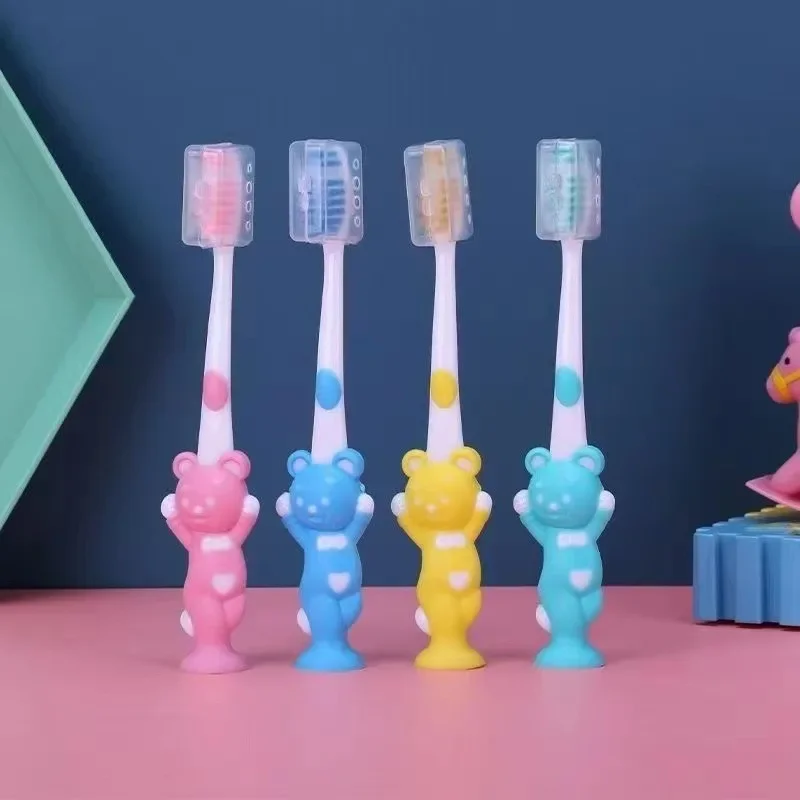 Детская зубная щетка с рисунком медведя кролика макарон мягкая щетина