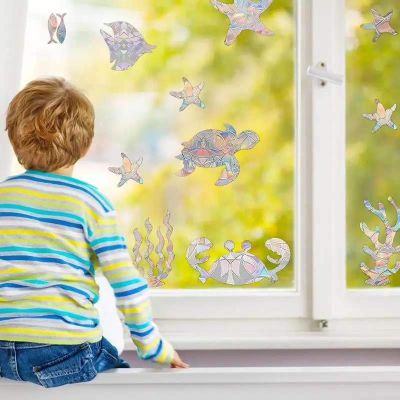 Оконная пленка Морской мир из ПВХ статическая оконная ловец солнца оконные