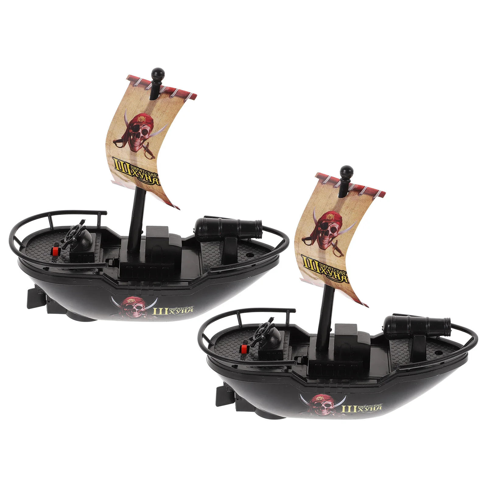 

2 Pcs Electric Pirate Ship Funny Bath Toy Kids Pool Boat Summer Children Plastic