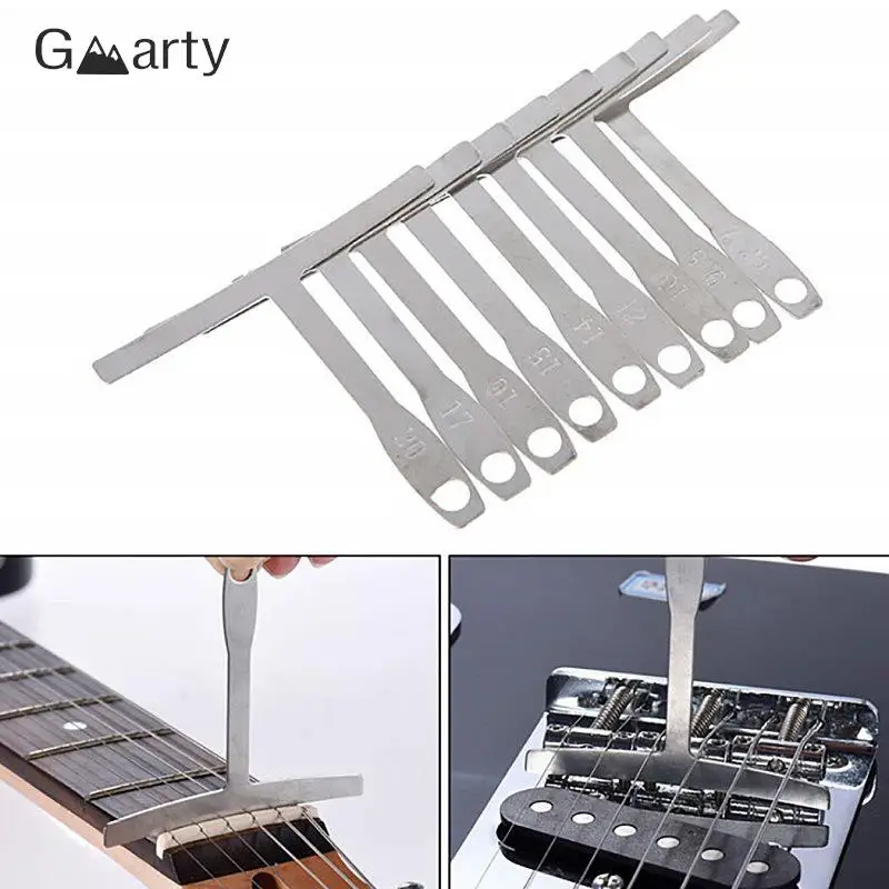 

9Pcs Guitar T-shaped Under String Radius Gauge Stainless Steel Guitar Tools Bass Strings Repair Set Measure Ruler