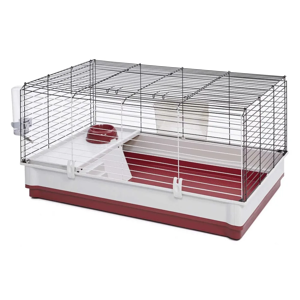 

NEW MidWest Homes for Pets 158 Wabbitat Deluxe Rabbit Home, Rabbit Cage, 39.5 L x 23.75 W x 19.75 H Inch, Maroon/White
