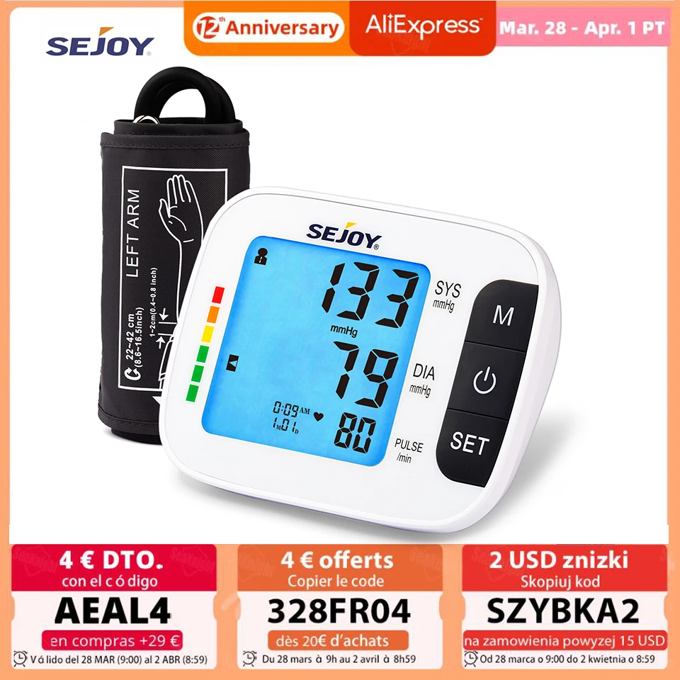 

Arm Blood Pressure Monitor Upper Automatic BP Cuff Machine with Backlit Display English and Spanish Talking for Home Use