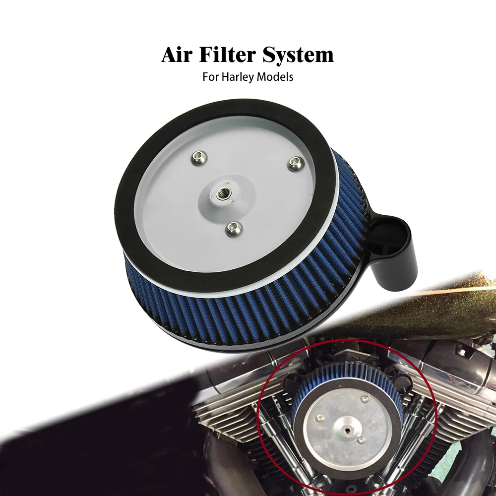 Система воздушного фильтра для мотоцикла, комплект голубого очистителя для Harley Touring Road Street Glide FLHX 2000-07 Dyna Fat Bob 00-17 Softail 00-15