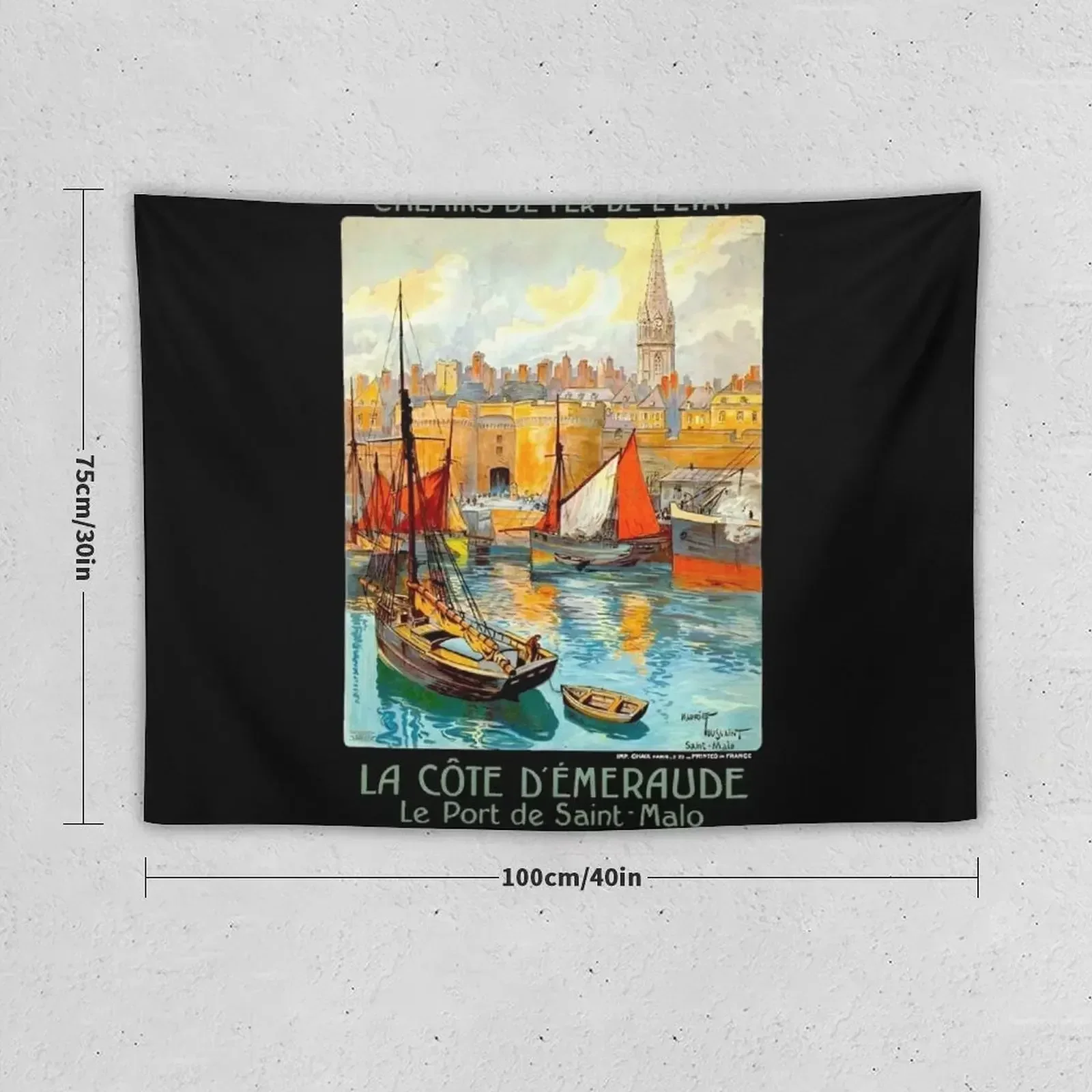 SAINT MALO: винтажный гобелен La Cote D Emeraude с рекламным принтом для путешествий