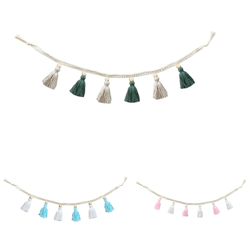 

Гирлянда с кисточками, баннер с бусинами, тканый домашний декор для детской комнаты, 1 шт.