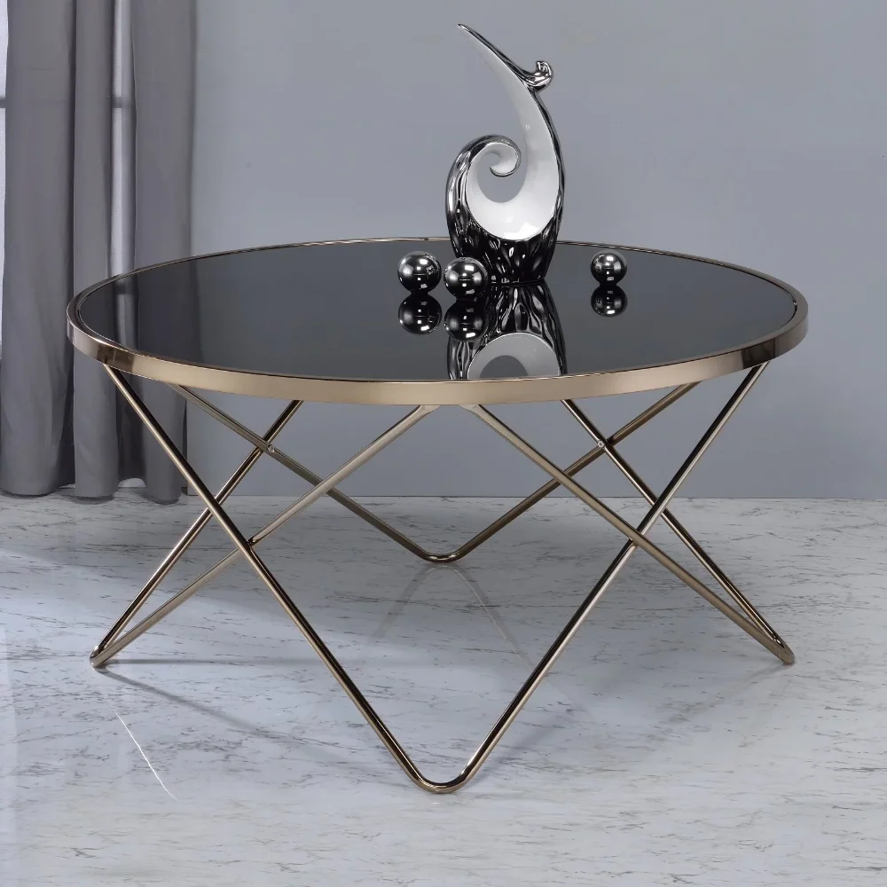 

Alluring Coffee Table, Black Glass and Gold- Saltoro Sherpi