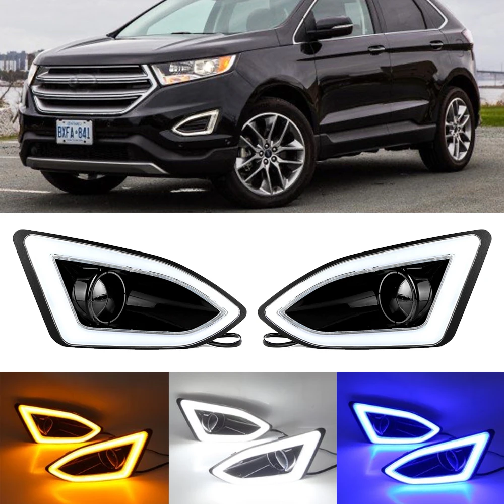 

LED DRL Car Daytime Running Light Front Driving Fog Lamps w/ Turn Signal Assembly Accessories For Ford Edge 2015 2016 2017 2018