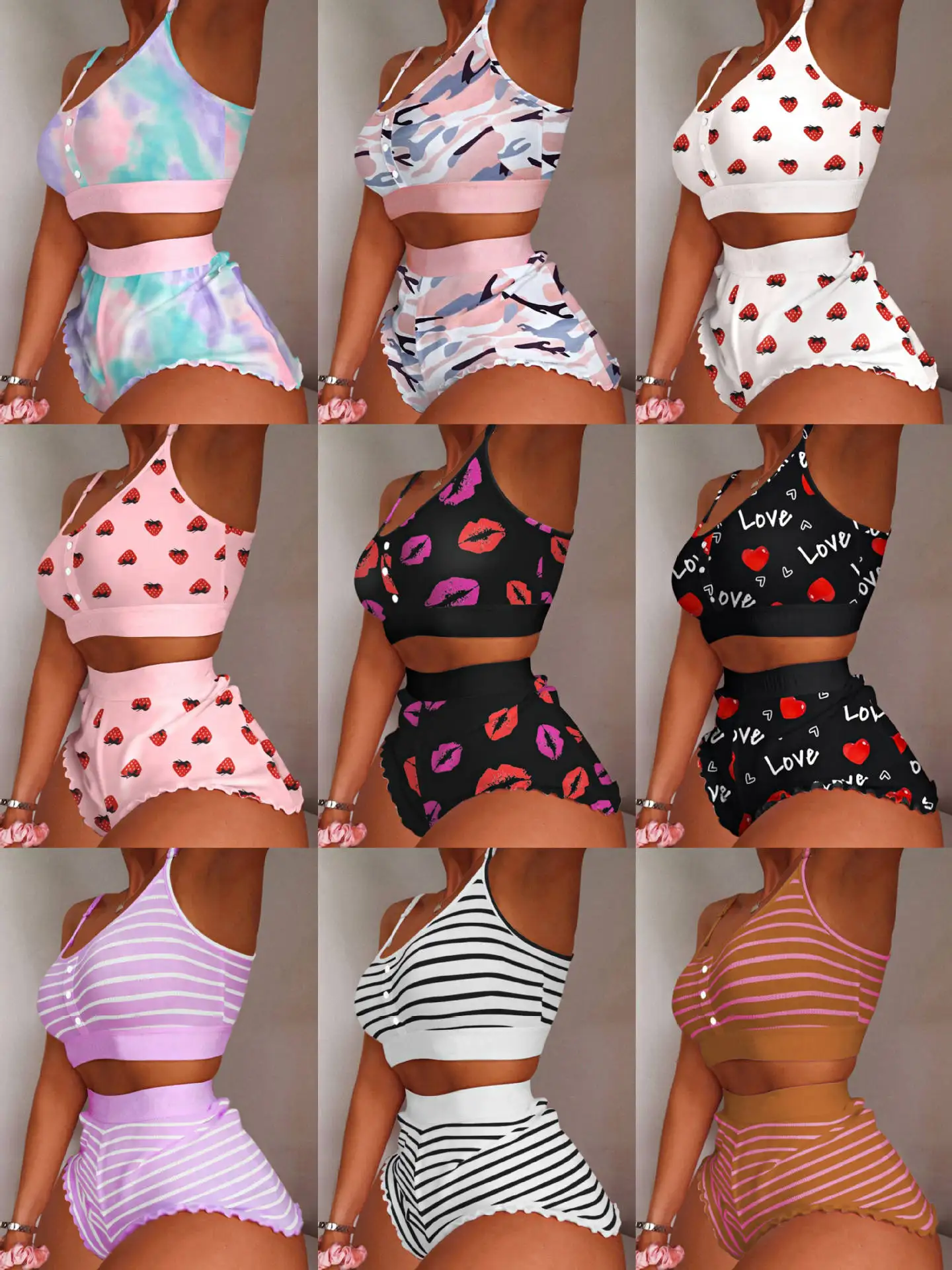 

2022 New Sexy Bikini Split Print Sling Two-piece Set