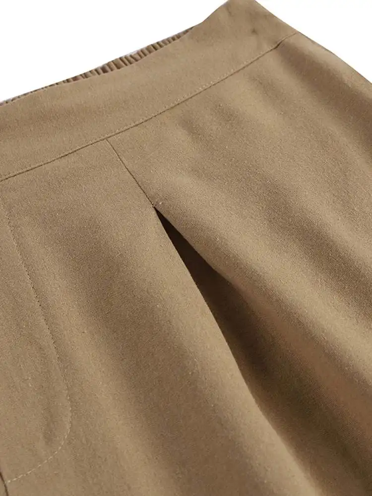 Шорты ZANZEA Женские повседневные плиссированные однотонные хлопковые Модные