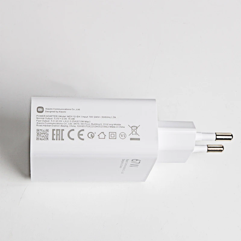 Зарядное устройство xiaomi 67 Вт европейская вилка оригинальный адаптер питания для