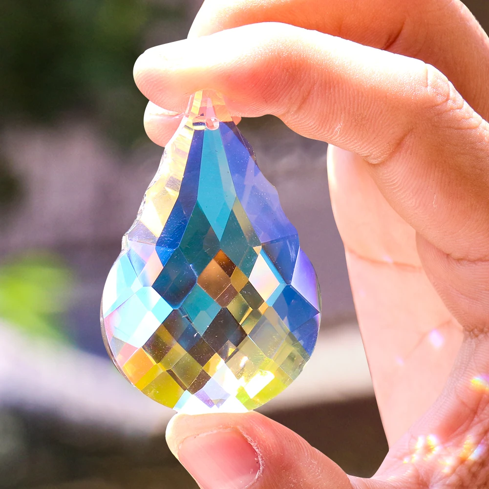 

Блестящая огненная полировка AB цветная слеза Тыква Хрустальная Ювелирная подвеска Радужный солнцезащитный Ловец граненая призматическая ...