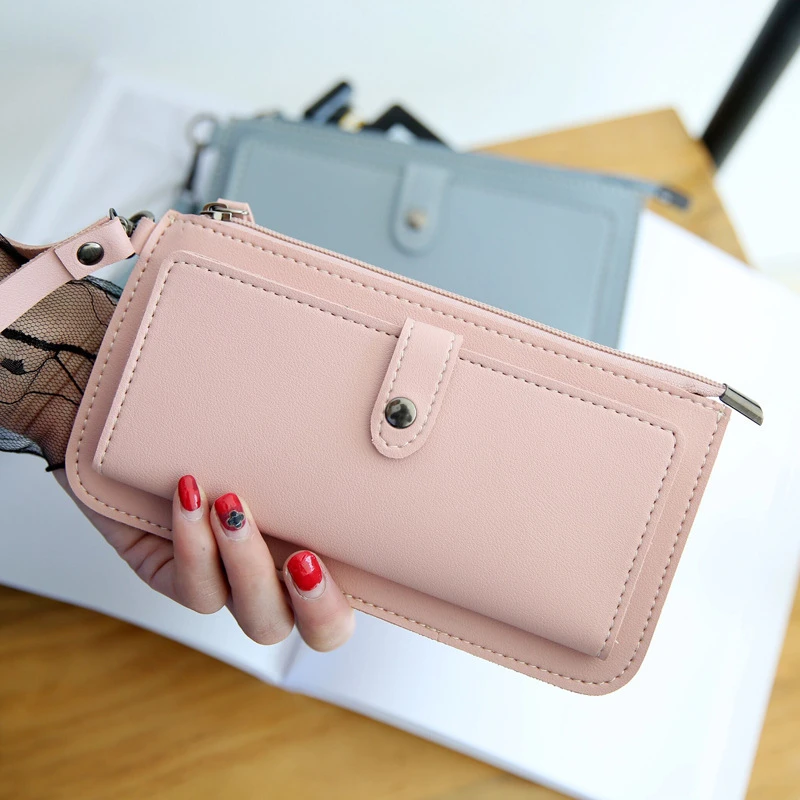 

Multifunctional Fashion Women Wallet 2022 New PU Leather Long Wallets Multi-card Position Clutch Buckle Zipper Student Purse