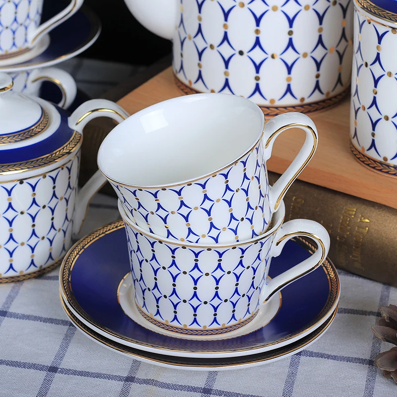 Недорогие европейские Роскошные Керамические Кофейные Наборы 11 шт. чайные чашки