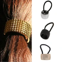 fashion women punk rivet circle ring elastic hair rope band ponytail accessory