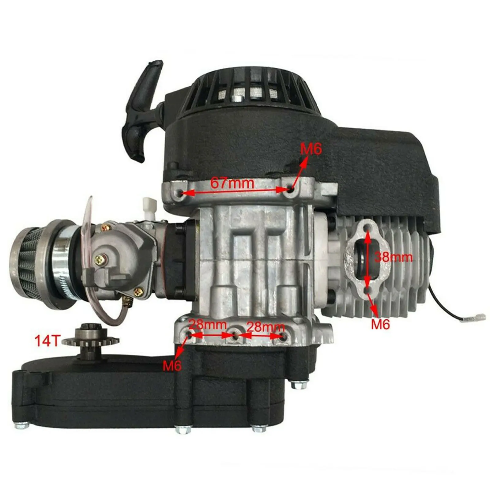 2 Stroke 47cc 49CC Pull Start Engine Motor Gear Box Chain Kit For  Mini Pit Bike ATV QUAD Scooter