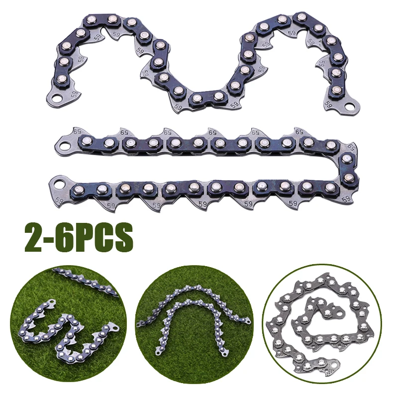 2/6pcs Chain Type Chain Blade Wood Cutting Chainsaw Woodworking Accessories Grass Trimmer Head Chain Grass Cutter Desbrozadora