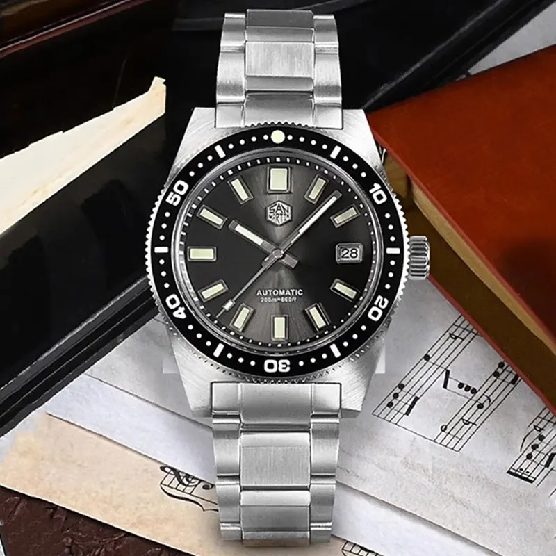 

Мужские часы San Martin 41 мм 62mas V4 для дайвинга NH35, автоматические механические часы, сапфировое стекло, дата, окно, 200 м, водонепроницаемые, светящиеся