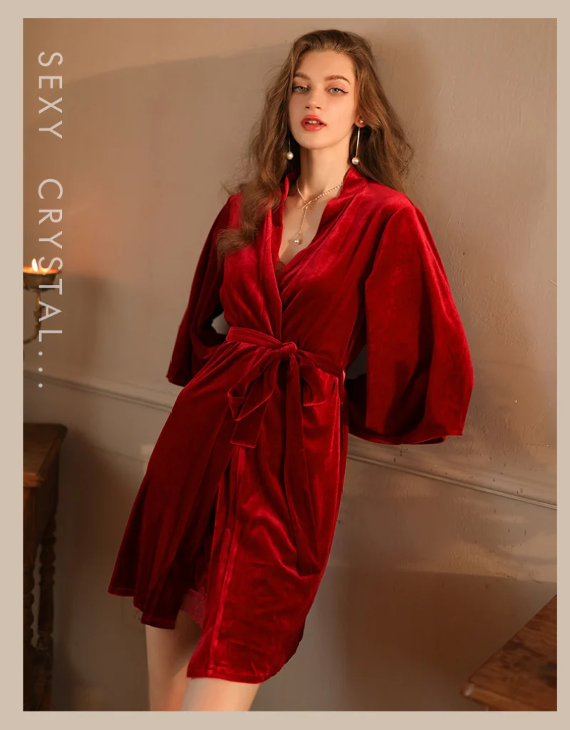 Однотонный халат пикантная ночная рубашка с нагрудной подушкой кружевная пижама