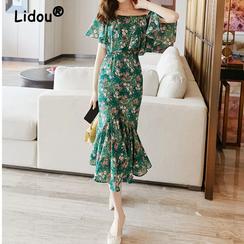 Женское платье с воротником одно слово элегантное модельное юбкой-годе в стиле