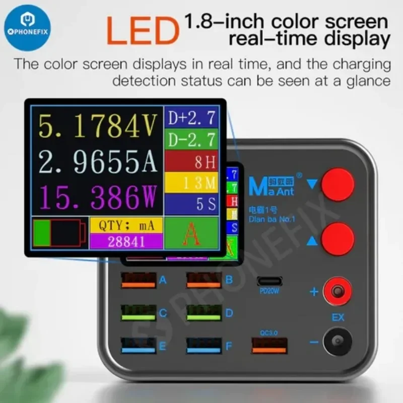 MaAnt Dianba 1 светодиодное беспроводное зарядное устройство 8 портов PD + QC3.0 быстрая