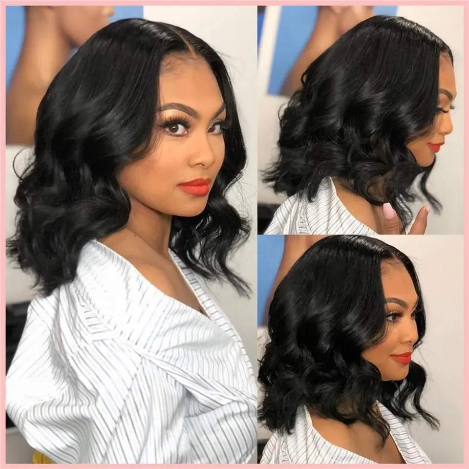 Wear And Go Glueless Human Hair Bob Wig 6x4 Body Ocean Wave Short Pre Cut Plucked 4x4 Lace Wigs Ready To