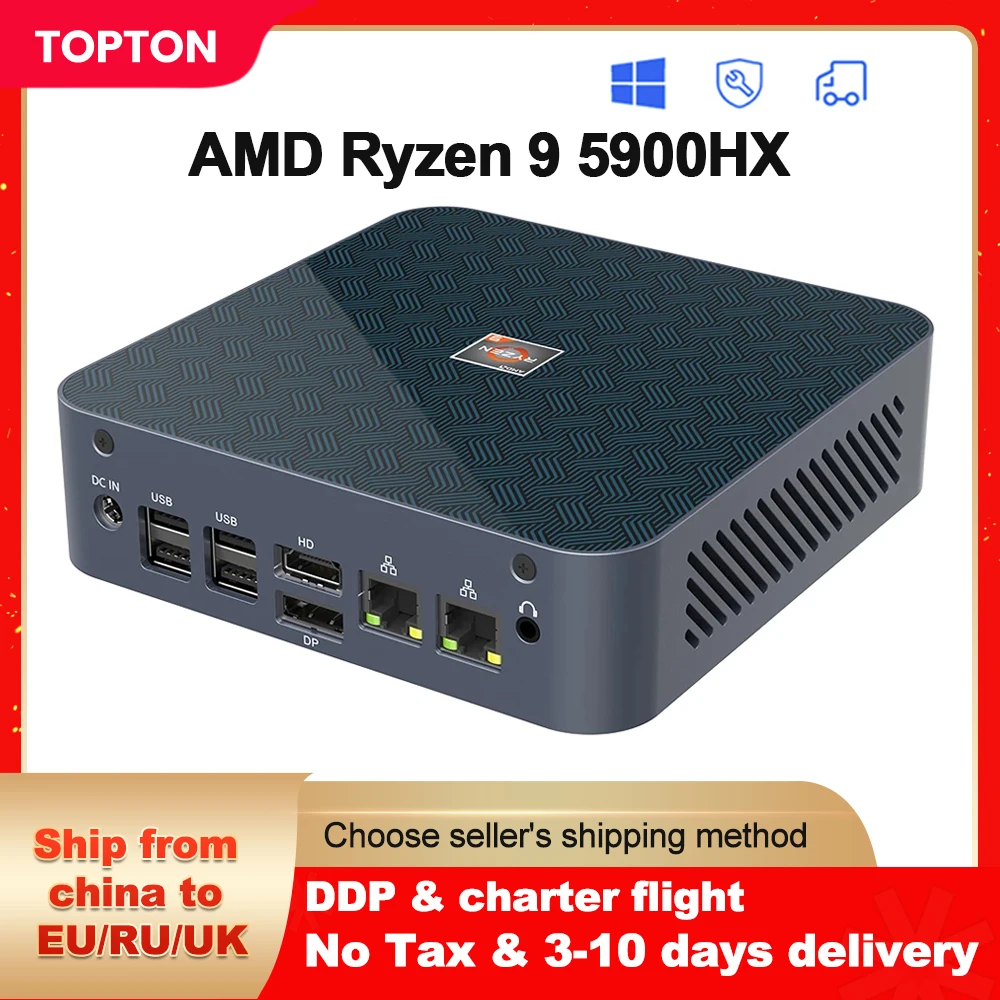 

AMD Ryzen Mini PC R9 5900HX R7 5800H Windows 11/10 Dual LAN NVMe SSD Vega Graphics Gaming PC HD DP Type-C WiFi Desktop Computer