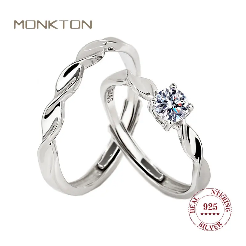 

Парные кольца Monkton для женщин и мужчин, свадебные кольца для влюбленных, фианитовые кольца для подруги, ювелирные изделия для свидания, кольцо из стерлингового серебра 925 пробы