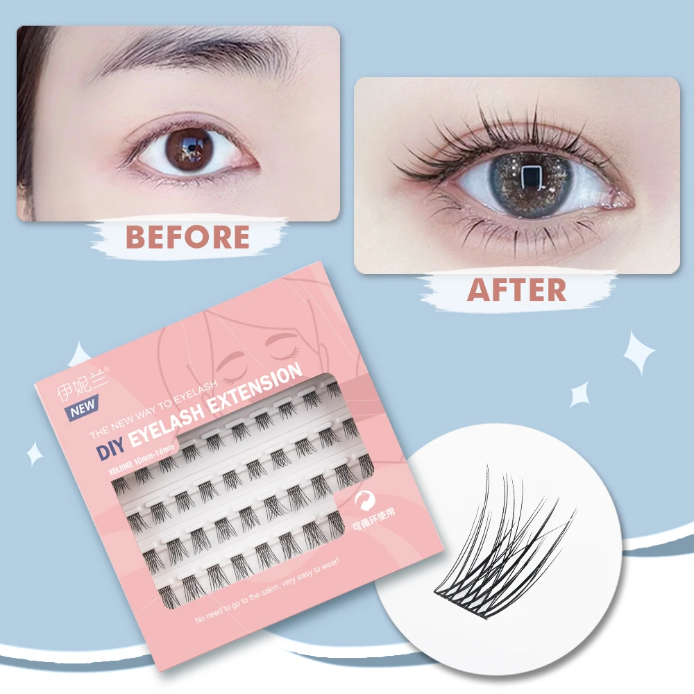 

FinyDreamy DIY Cluster Eyelashes Grafted Bundles Natural Soft Individual Faux Lash Russia Volume Eyelash False Mink Makeup Tool