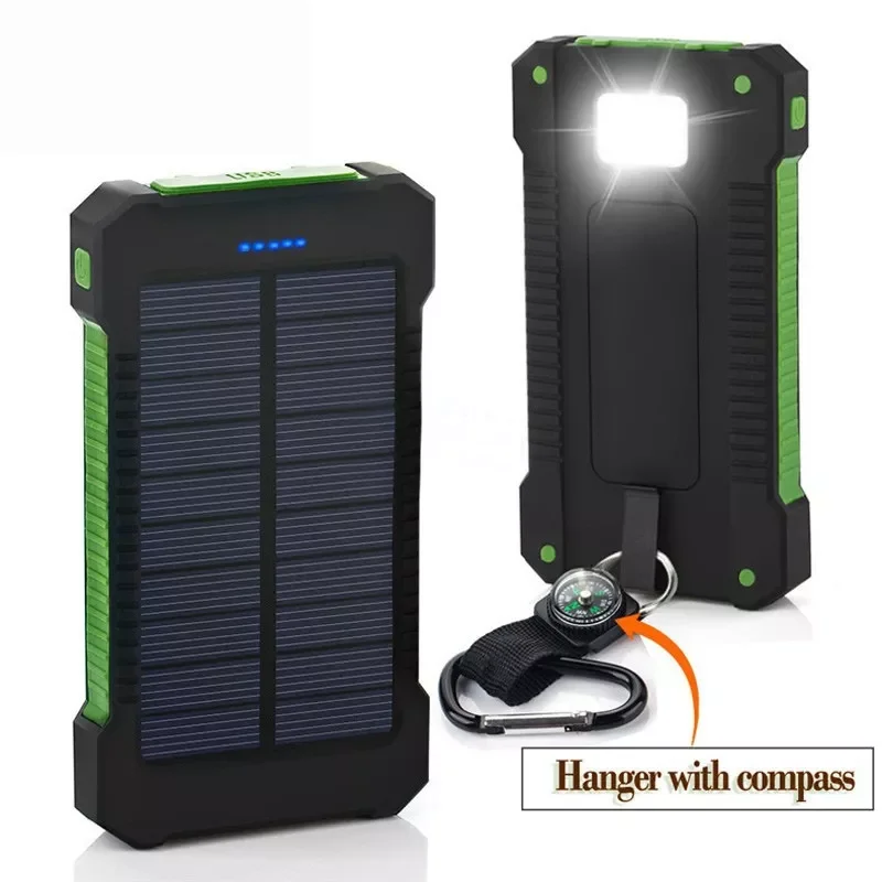 

Top Sell Solar Power Bank Waterproof 20000mAh Solar Charger 2 USB Ports External Battery Charger Phone Poverbank with LED Light