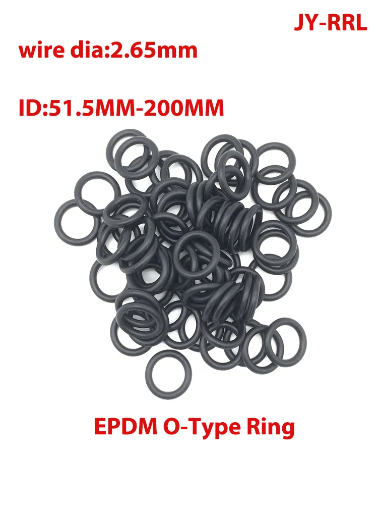 

O-Type Ring Seal Gasket Thickness CS 2.65mmmm ID 51.5~200mm EPDM Rubber Insulated Waterproof Washer Round Shape Nontoxic Black