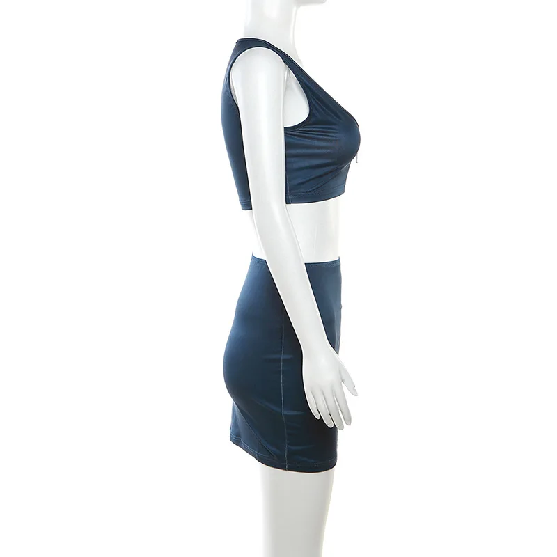 Leosoxs Cusual летний комплект из 2 предметов женские модные майки на молнии с v-образным