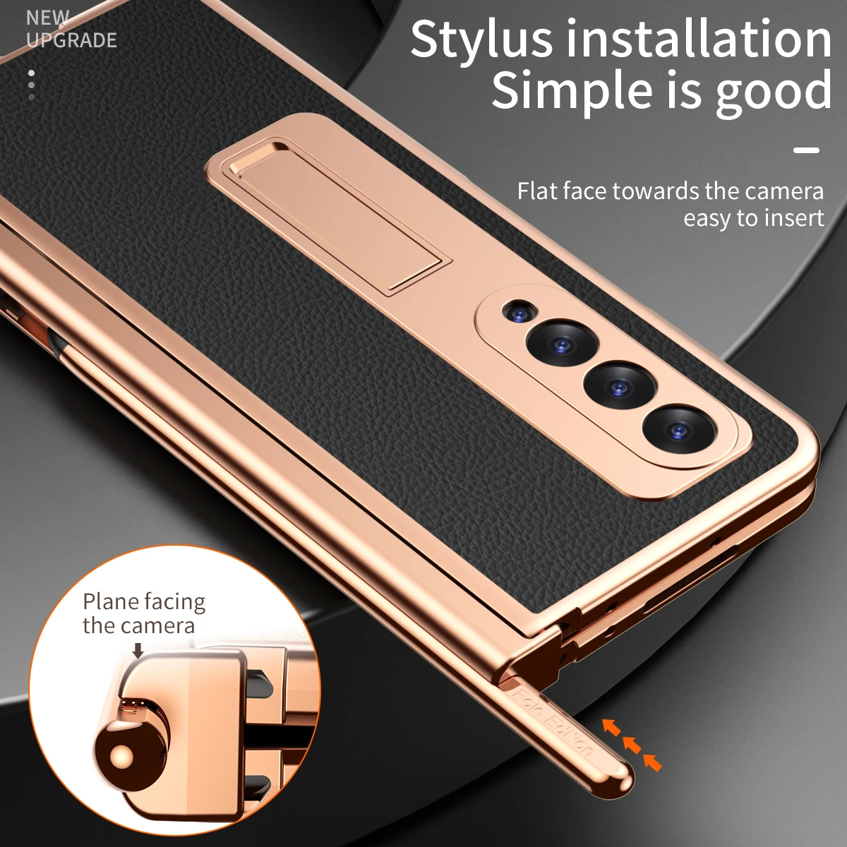 Luxury Leather Plating Hinge Case for Samsung Galaxy Z Fold 4 3 2 5G Case Pen Slot With Capacitance Pen Screen Glass Stand Cover