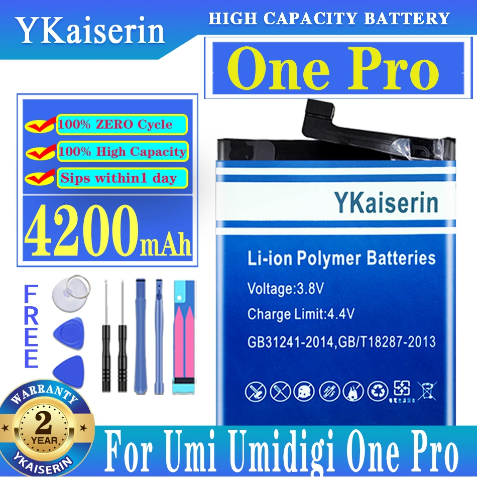 

YKaiserin One Pro 4200mA Replacement Battery For Umi Umidigi OnePro High Capacity Battery Batteria + Free Tools