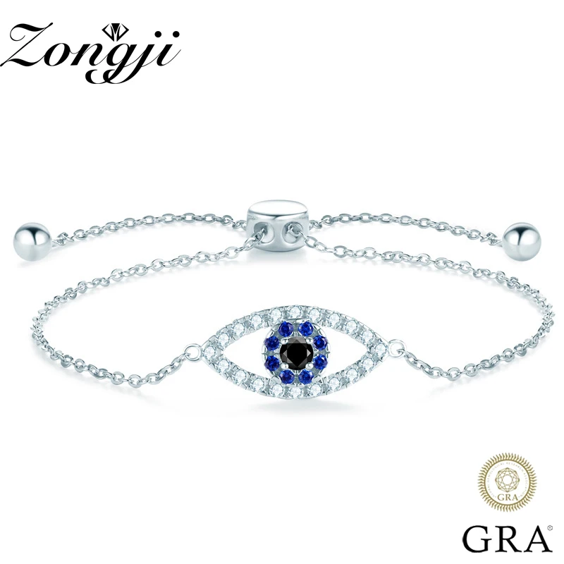 

Classic Retro Devil's Eye Moissanite Adjustable Bracelet S925 Silver 3mm Charm New Fashion Jewelry for Women