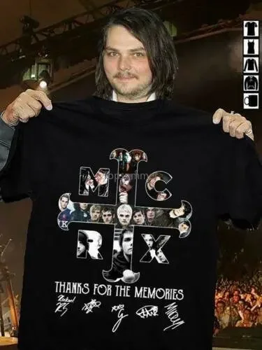 Фото Футболка Mcrx My Chemical Romance «Спасибо за воспоминания», черные хлопковые мужские футболки, футболка с короткими рукавами №1