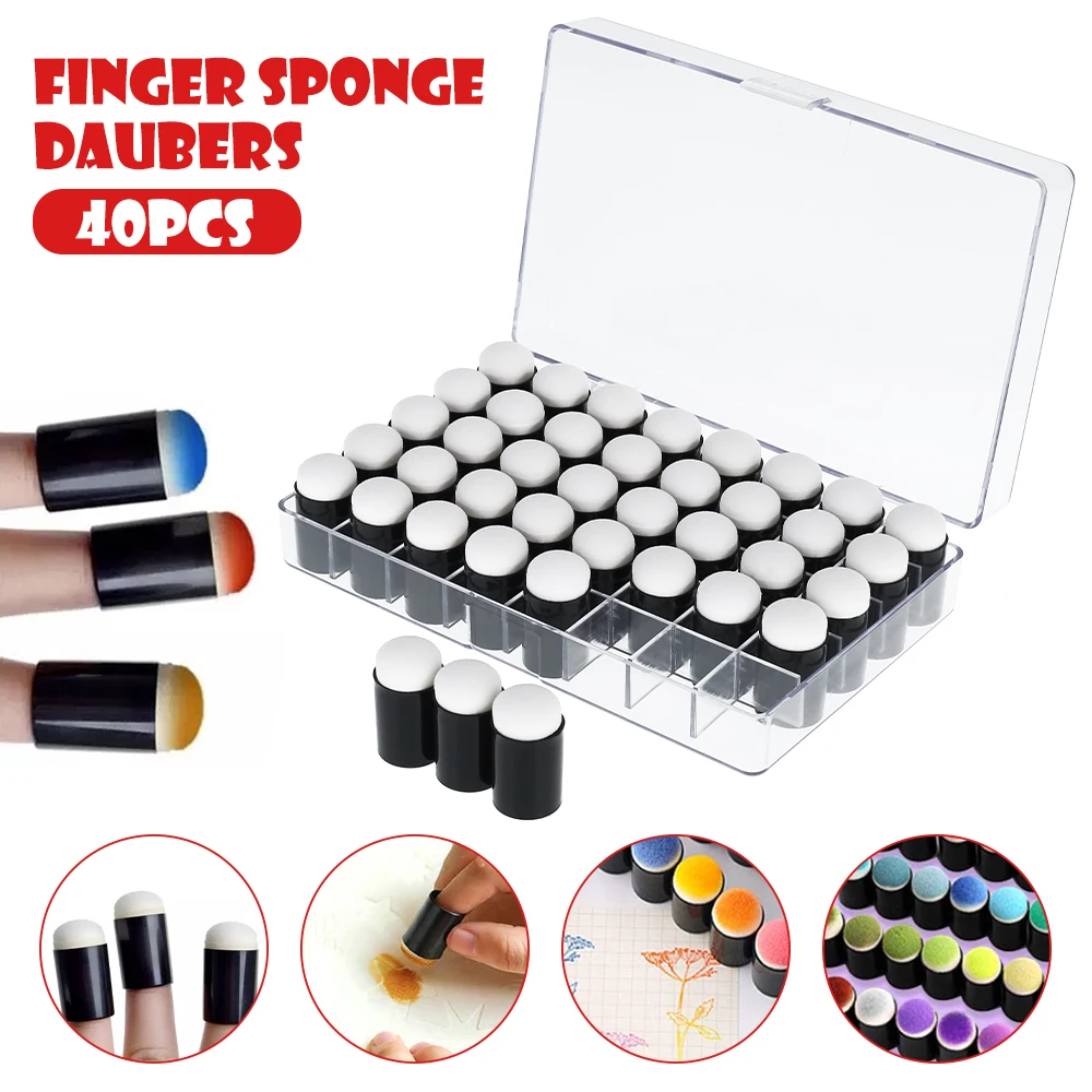 40Pcs/Set Child Finger Sponge Daubers Paint Ink Pads Stamping Brush Handmade DIY Craft Scrapbooking Painting Making Drawing Kit
